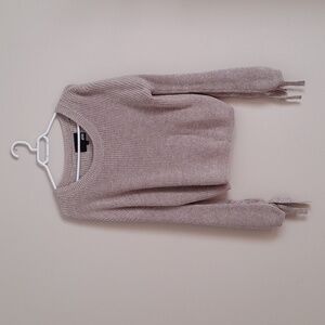 Pink Knit Sweater with Tie Sleeves Small